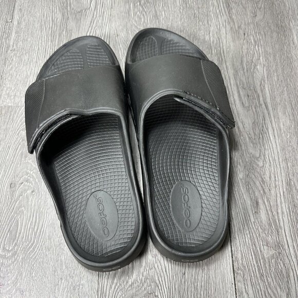 Oofos Ooahh Sport Flex Mens 11 Black Rubber Recovery  Adjustable Slide Sandals main image 8